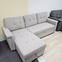 Taupe Fabric SLEEPER SECTIONAL / Sofa Taupe 🔥🔥