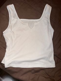 White Ribbed Crop Tank Top
