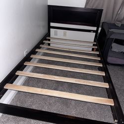 Twin Bed Frame Wood Brown 
