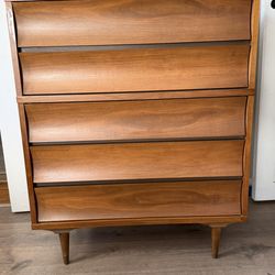 Mid century  scalloped drawer tall dresser