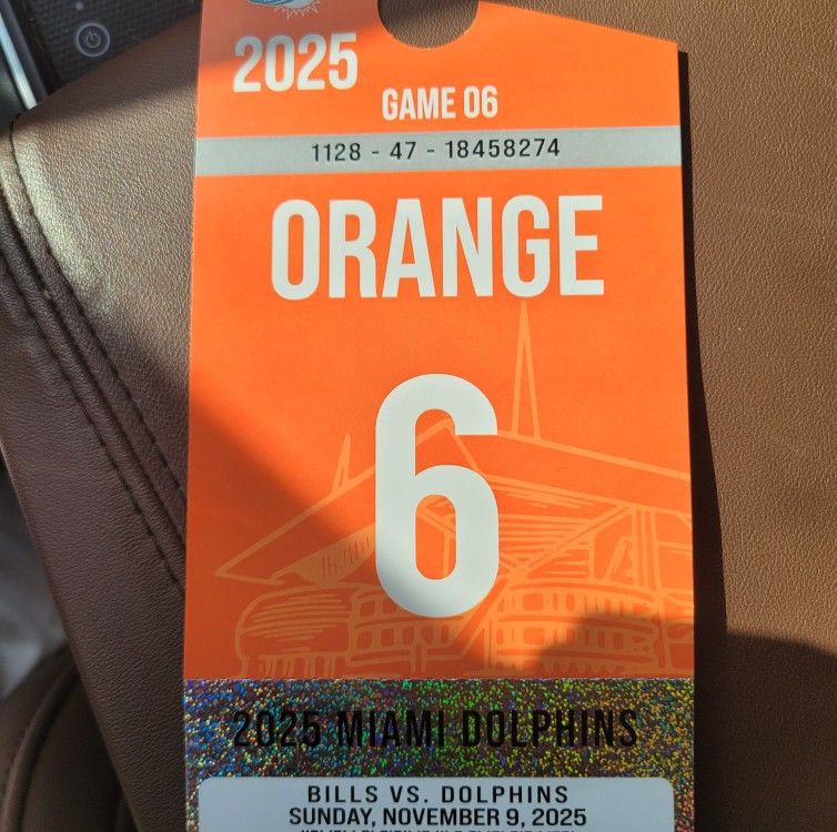 Orange Parking Pass Dolphins V Bills Nov 9