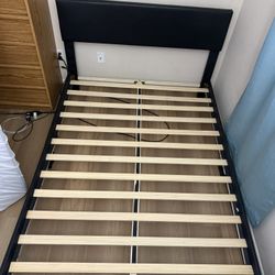 Full Size Black Leather Upholstered Bed Frame