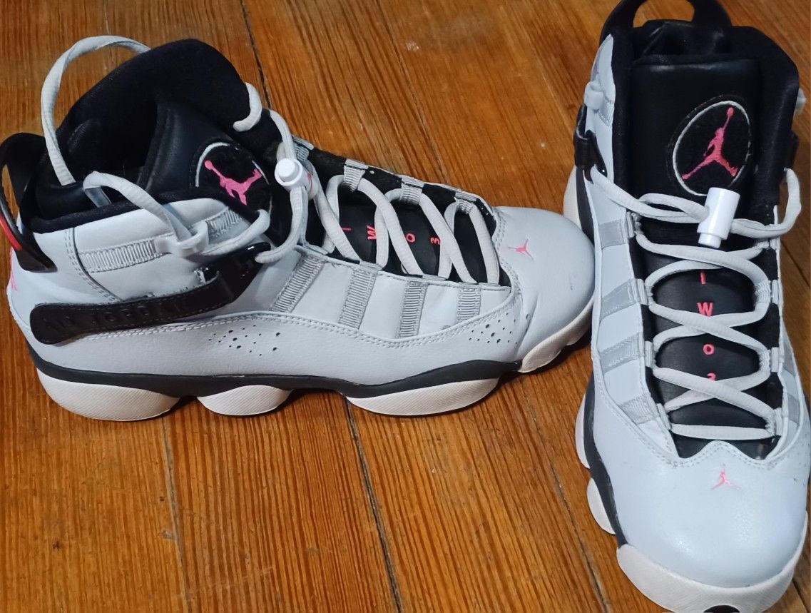 Nike Jirdan 6 Rings Girls Pink Flash Shies Size 7y Gray