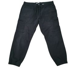 Sonoma Mens Black Cargo pocket Pants Elastic Wasit drawstring size XL