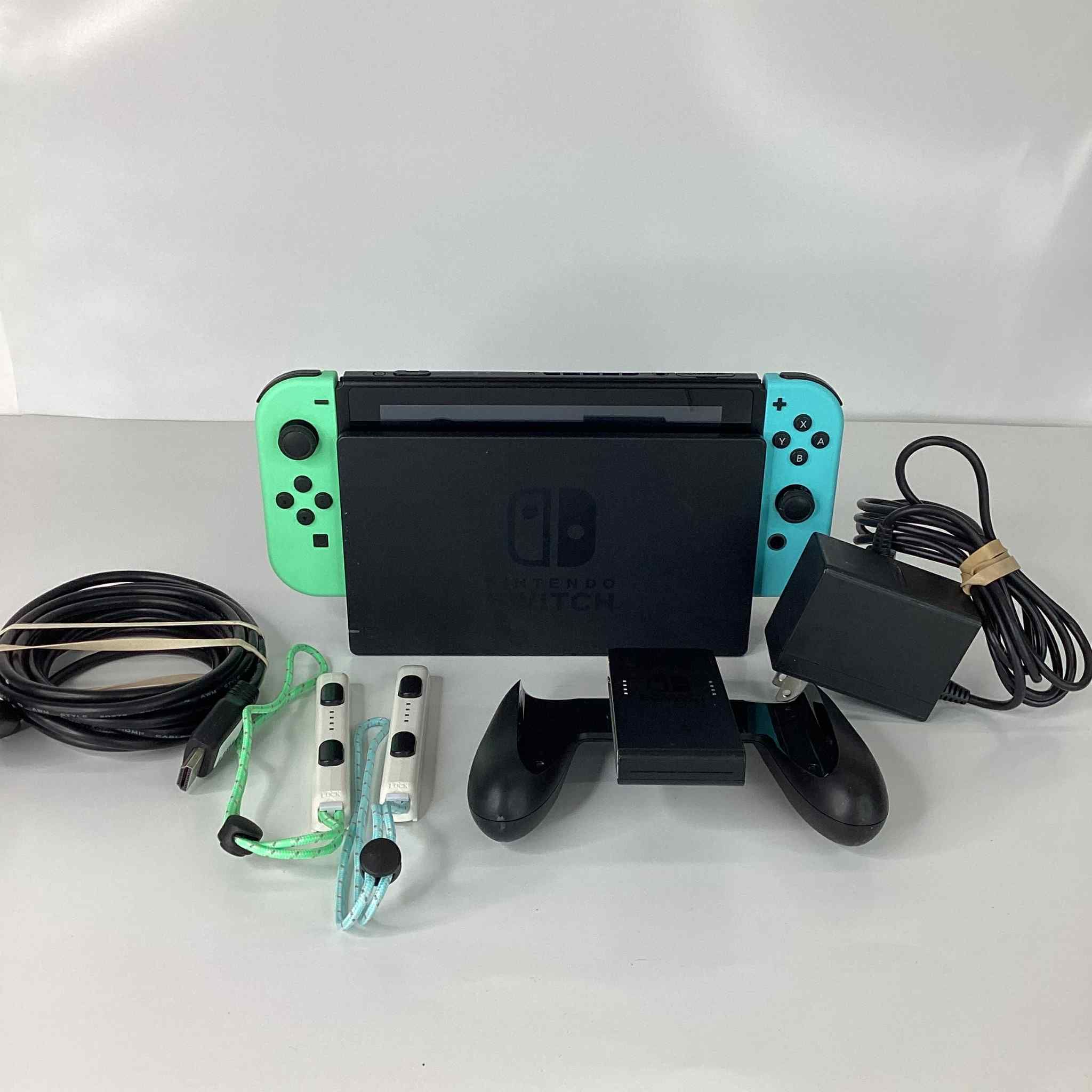Nintendo Switch(V2) Animal Crossing W/ Black Dock & Accessories