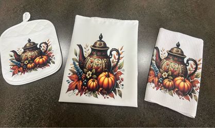 Fall Harvest Kitchen Towel and Pot Holder Set