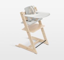 Stokke ® Tripp Trapp ® Complete Natural Wood Baby High Chair with Nordic Grey Cushion and Stokke Tray