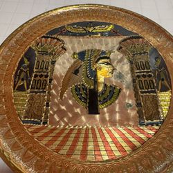 Handmade Vintage Egyptian King Tut Ra Copper Brass Decorative Art Plate
