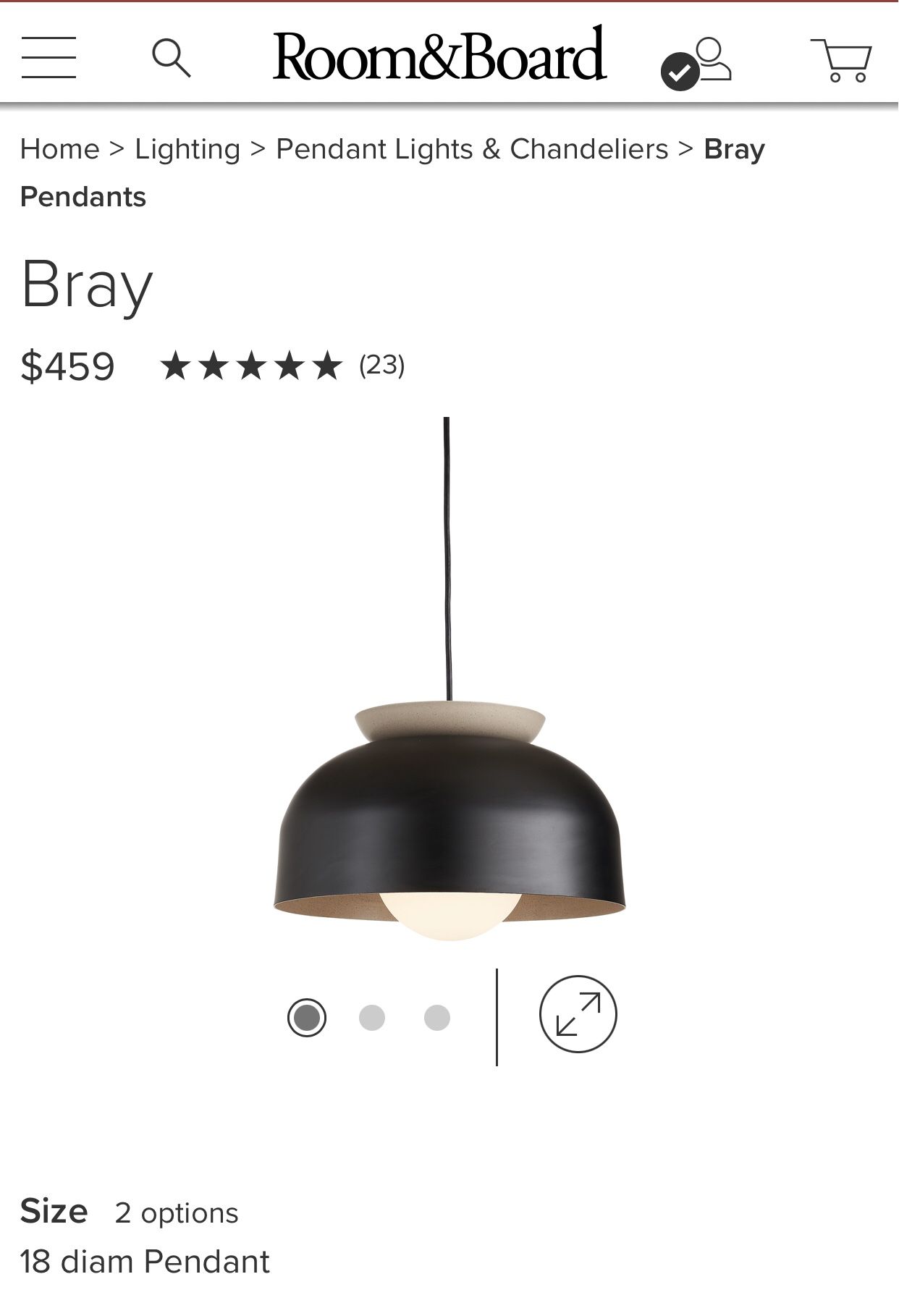 Room & Board 18 inch Bray Pendant Light