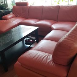 Red sofa Plus End Table And coffee Table 