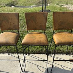 3 Bar Stools With World Map
