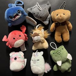🦄🧸🦈 8 Mini Plush Stuffed Land and Sea Animals (new)