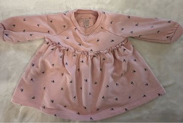 Easy Peasy Pink Floral Infant/Baby Girl Sweatshirt Dress 6-9 Mo