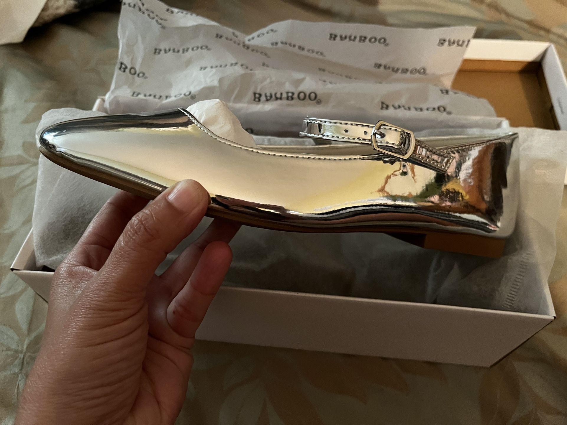 Mia Ballet Flats- Silver Size 8 (fits On The Small Side