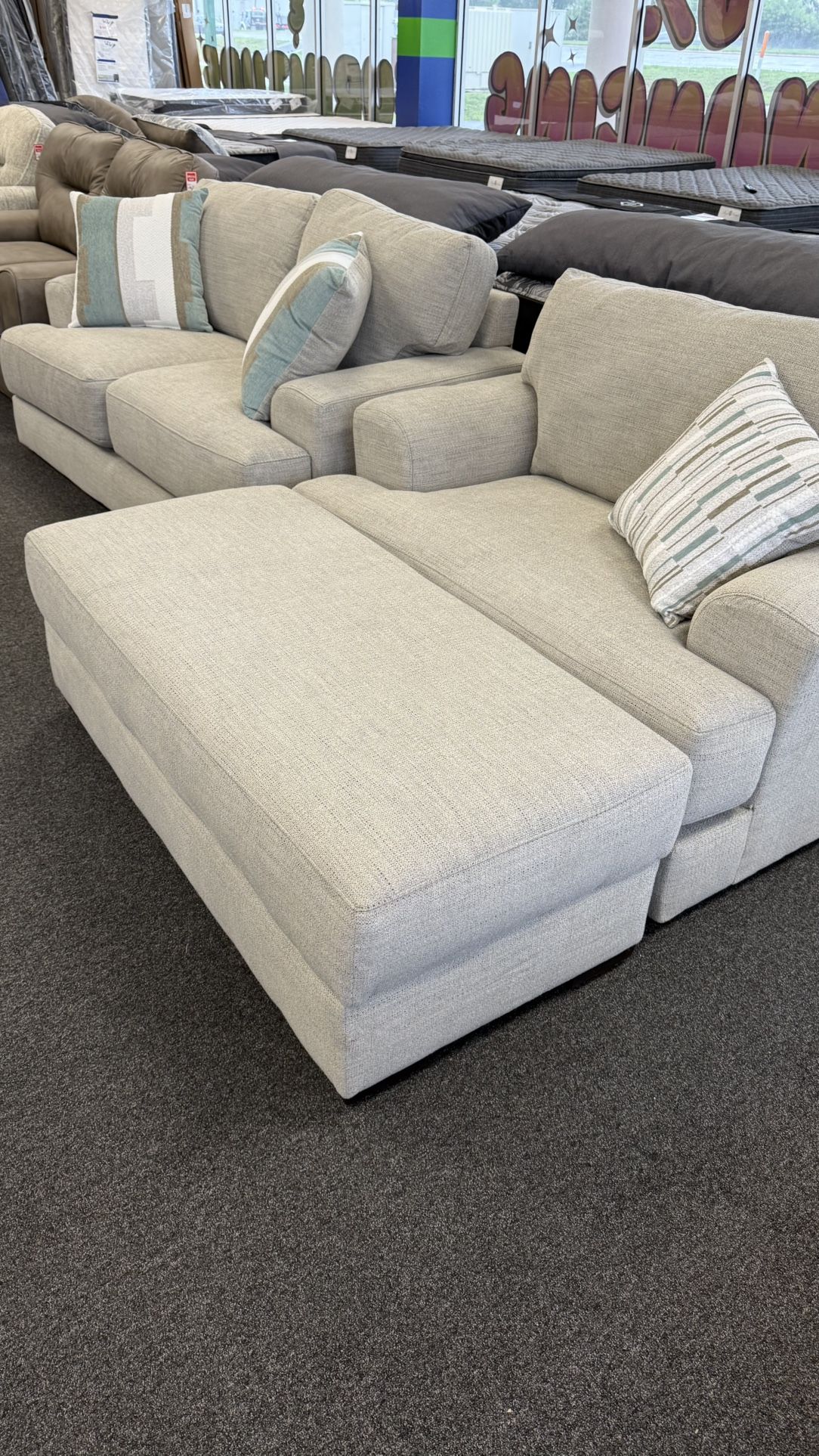 Chair and a Half, Storage Ottoman & Loveseat โ Brand New - Great Deal!