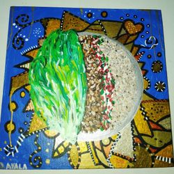 Vegan Food Mexican Plate Acrylic Painting Original Art 