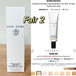 Bobbi Brown Vitamin Enriched Skin Tint Broad Spectrum SPF 15 in Fair 2