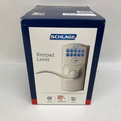 New Schlage Camelot Keypad Entry Lever Accent Handle Satin Nickel FE595 V CAM 619