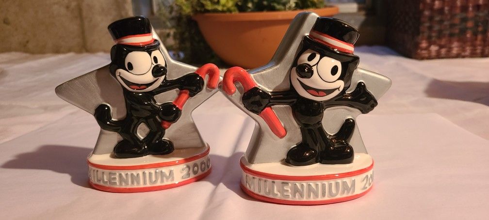 Clay Art Felix 2000 Millennium Salt & Pepper Shakers
