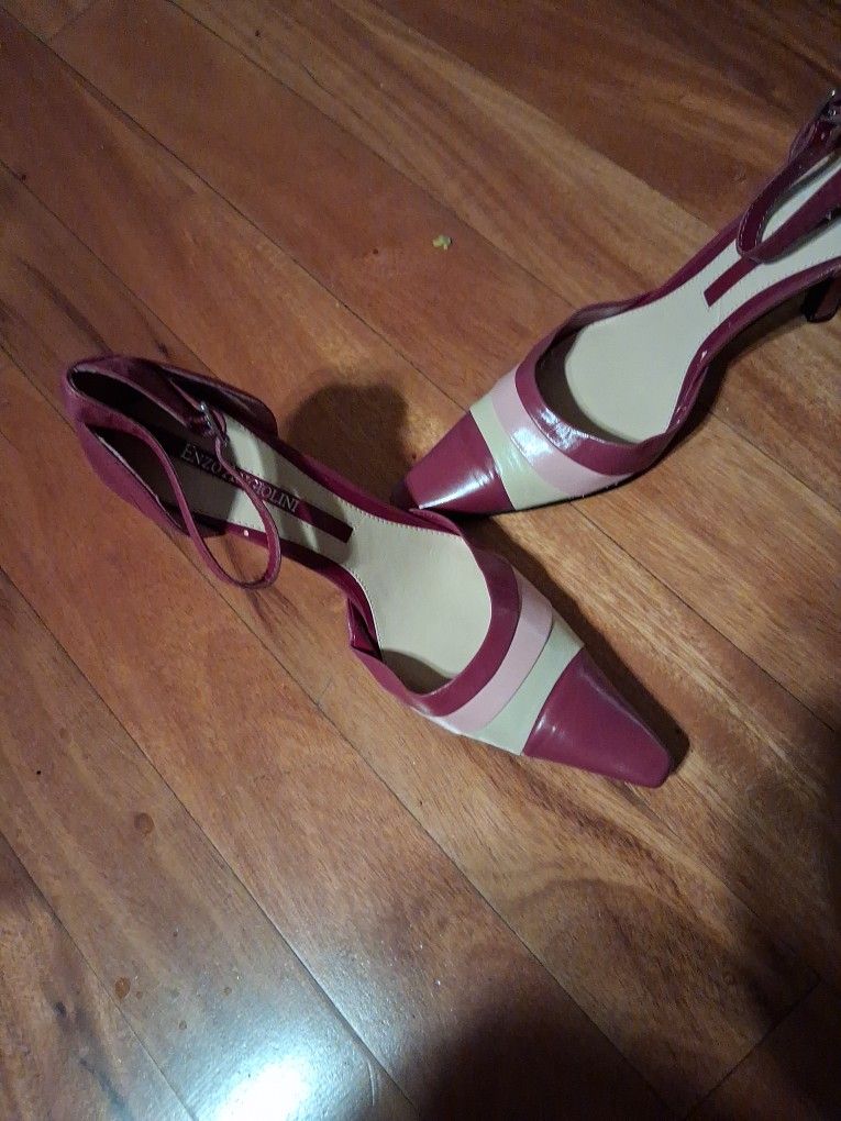 Enzo Angiolini High Heel Shoes, Sz 7.5, Wine/Pink
