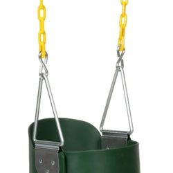 Heavy-Duty Green High Back Toddler Swing – Infant Bucket Swing Seat with Coated Chains