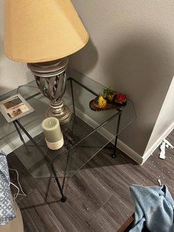 Glass Top Metal Side Table