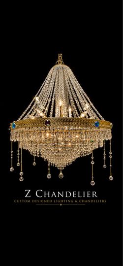 Z Chandelier Custom Crystal Gold Chandelier