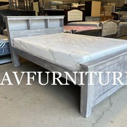 Solid Wood Full Bed and Memory Foam Mattress