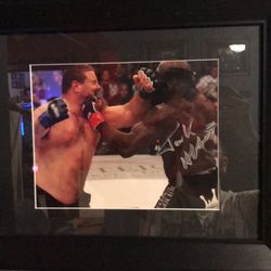Framed Autographed Tank Abbott While Fighting Kimbo Slice 16 3/4”x 13 3/4”