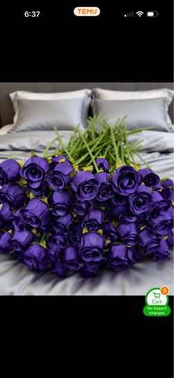 50pcs Purple Rose Artificial Flower Bouquet, Small Dulcet Rose Heads, Suitable for Vase Arrangements, Home Decor, DIY,