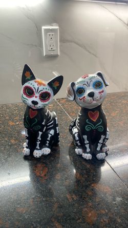 Day of the Dead Cat and Dog Figurine Set