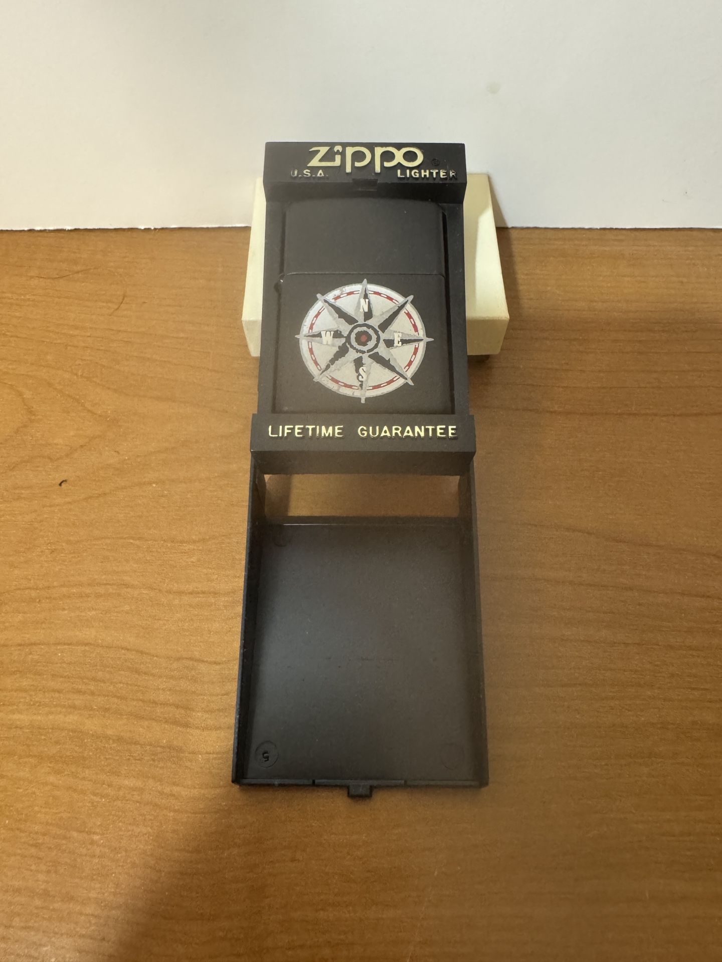 Sharp Black Matte Nautical Compass Zippo Lighter