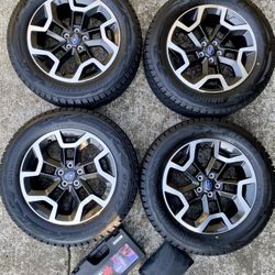225 60r17 Blizzak Winter Snow Tires on 17" Subaru Crosstrek Rims Setup