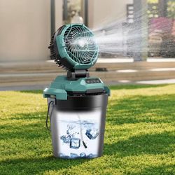 New In Box Rechargeable Indoor Outdoor Camping Mist Spray Fan Use Up To 8 Hours 30000mAh Battery 
