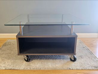 Glass Top Coffee Table with Casters