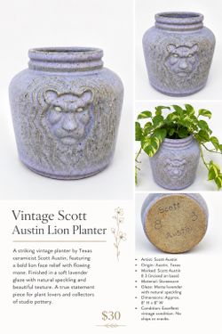 Adorable Handmade Vintage Studio Potter Lion Vase