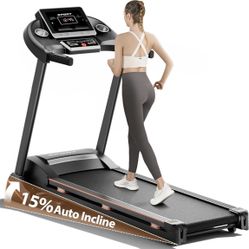 Treadmills for Home, Treadmill with 0-15% Auto Incline, 3HP Folding Treadmills for Running Walking with 300LBS