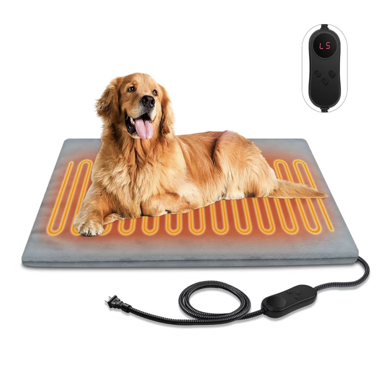 Large Pet Heating Pads for Dogs & Cats Outdoor, 35.4*23.6inches Dog Cat Heating Pad Bed Outdoor Waterprooof, Warming Heated Cat Dog Bed Blanket Outsid