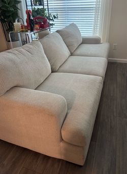 3-Seat Cream Fabric Sofa-LSHAPE sofa -no credit needed-same day delivery
