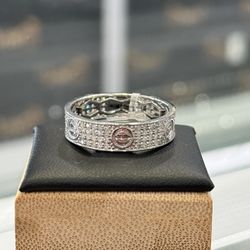 14k White Gold Nat Diamonds Screws Eternity Band Ring