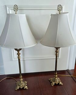 Ornate brass lamps