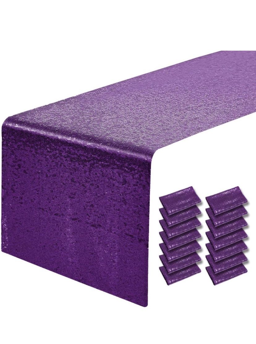 6 Purple Table Runners 