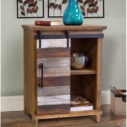 Rustic Chic Wood Cabinet with Sliding Door