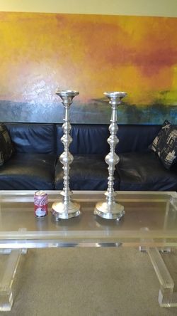 Pair Tall Pillar Candle Holders - Global Views