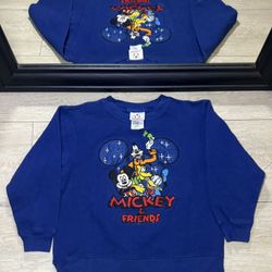 Vintage 1990s Kids / Youth Mickey And Friends Embroidered Crewneck Sweatshirt 