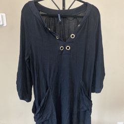 Black Oversized Quarter Length Sleeve Shirt 