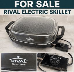 Rival electric skillet with textured glass lid