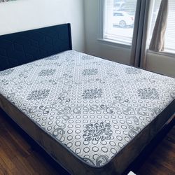 Queen  Size Set Bed Frame With The Mattress 10”thick Brand New From Factory Delivery Available 