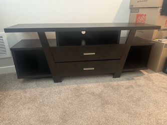 Dark wood tv stand with drawers