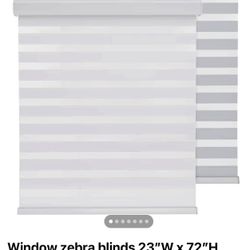 Window zebra blinds 23”W x 72”H (white) 